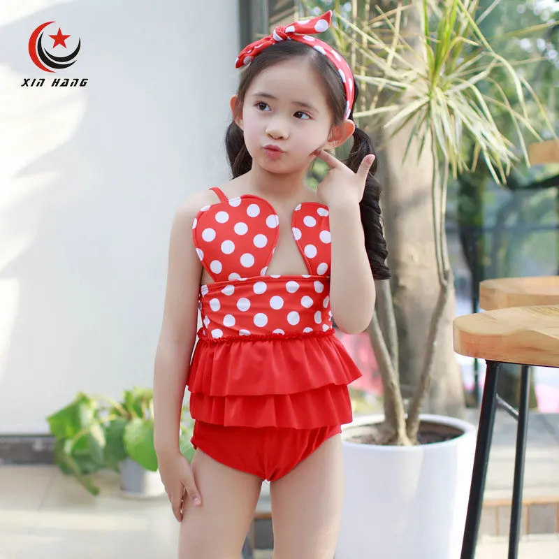 New Girls Swimsuits With Headband For Baby Kids Bikini Sets Swimwear