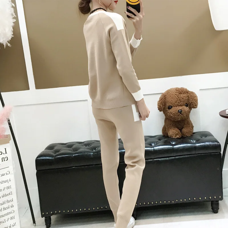 Women sweater suit and sets Casual Knitted Sweaters Pants 2PCS Track Suits tracksuit women Knitted Trousers+Jumper Tops Women sweater suit and sets Casual Knitted Sweaters Pants 2PCS Track Suits tracksuit women Knitted Trousers+Jumper Tops