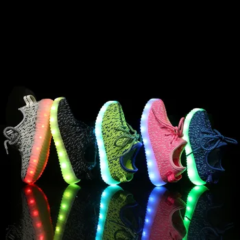 

Free shipping five color USB charge kids led shoes for girls and boys, lighted shoes superstar led children shoes