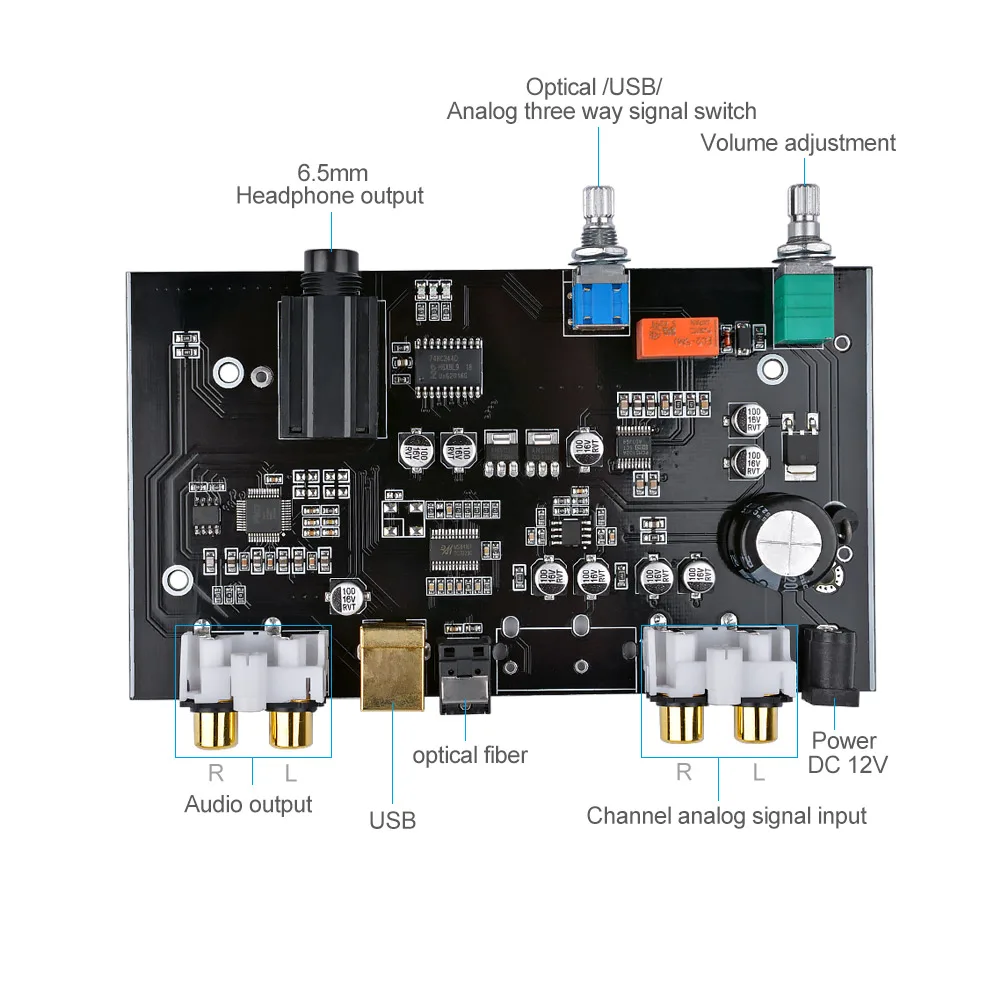 AIYIMA DC12V DPCM5100 ЦАП Плата MS8416 коаксиальный волоконно-оптический USB усилитель аудио регулятор громкости декодер плата для DIY домашнего кинотеатра