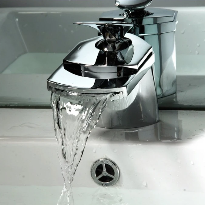 

Waterfall Bathroom Faucets Brushed Nickel Vessel Lavatory One Hole/Handle Tap Faucet Vessel Sink Water Filter