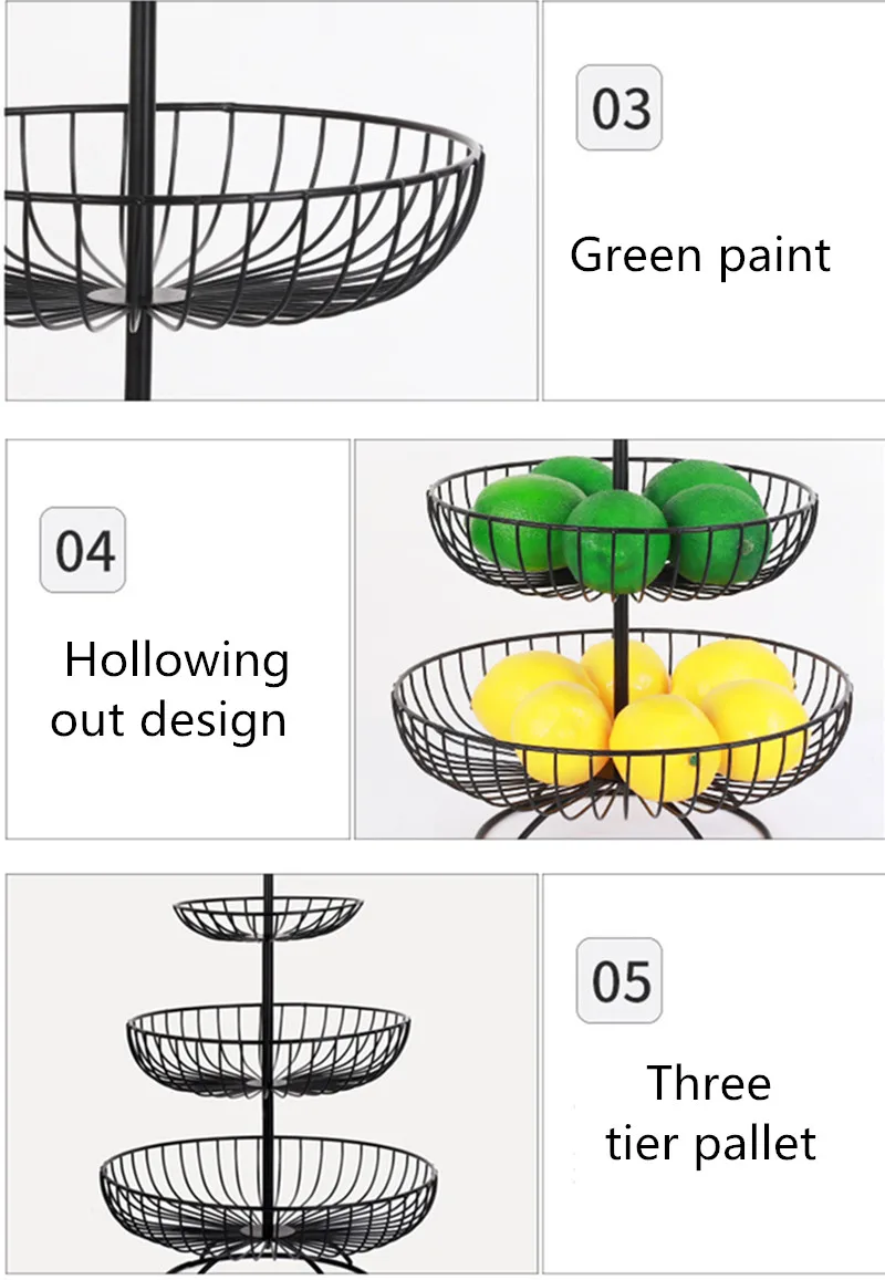 3 слоя железная корзина для хранения креативная Съемная Ретро фруктовая стойка для конфет лоток Многофункциональный Домашний Настольный органайзер для украшения