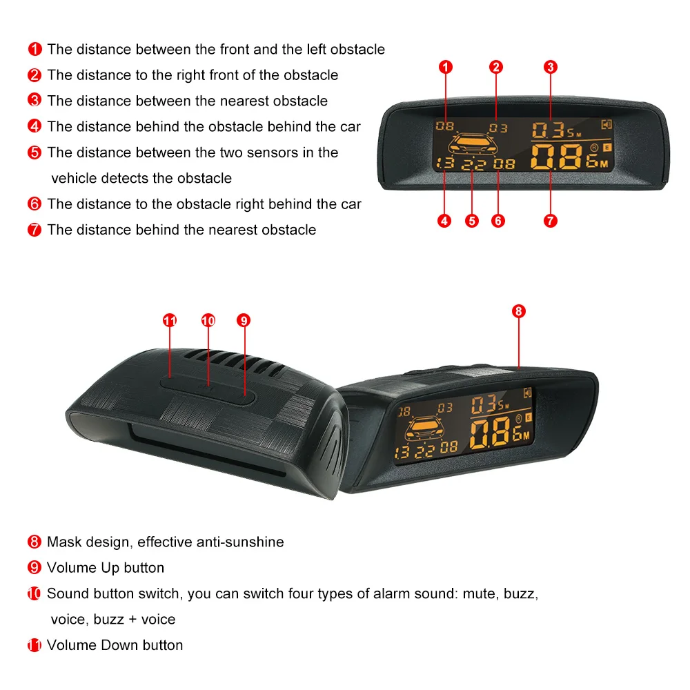Rear 4 Point Reversing Parking Sensor Kit Buzze Fits Volvo C70 S40 S70 S80 S90