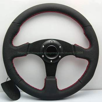 

Universal MOM5128R Flat Style Leather Steering Wheel Modified Car Steering Wheel