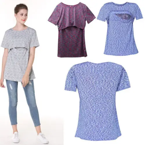 ملابس الأمومة المرضعات التمريض قمم لل نساء الحوامل قمم الأمومة الملابس قصيرة الأكمام تي