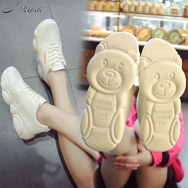 

Mhysa 2019 Spring and summer new fashion leather Sneakers shoes comfortable lace-up casual shoes panda soles white shoes S1123