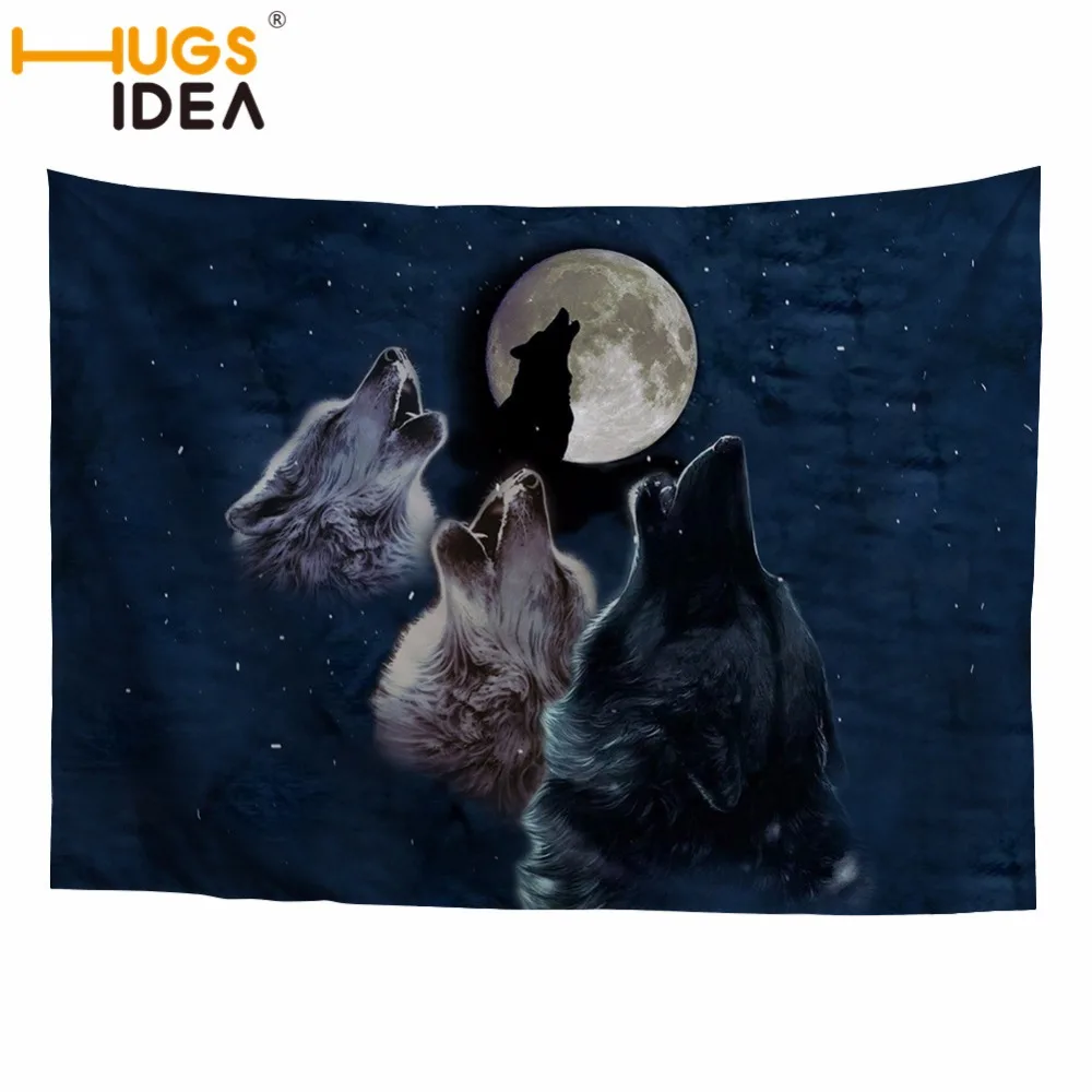 

HUGSIDEA Night Wolf Tapestry Home Decorative 2018 New Design Wall Hanging Yoga Mat Tablecloth Beach Towel Wall Cloth Tapestries