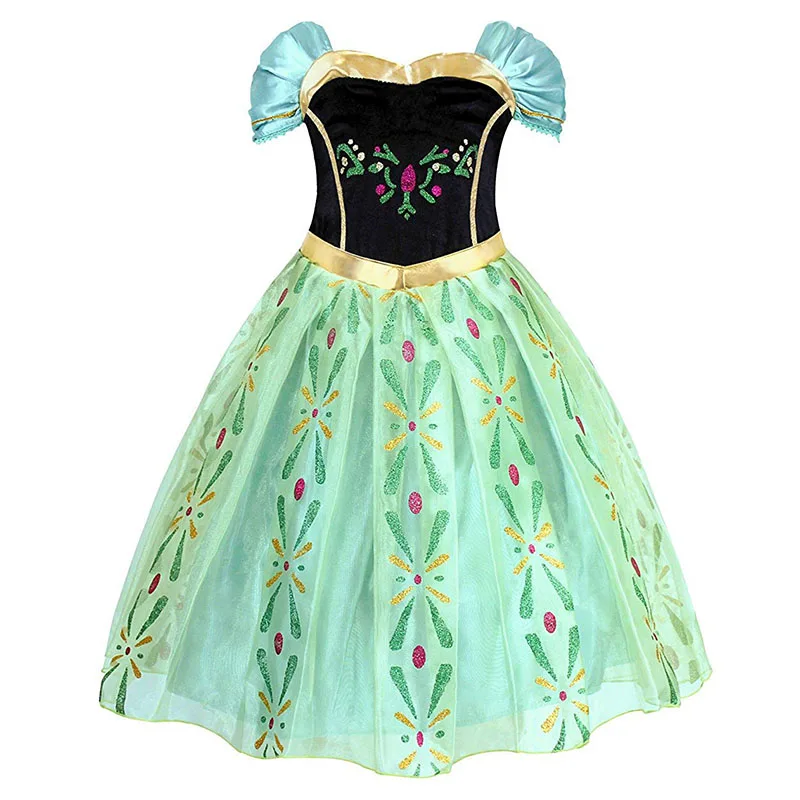 

Girls Anna Princess Dress Kids Summer Costume with Embroidery Snow Queen Children Party Ball Gwon for Halloween Cosplay Dress