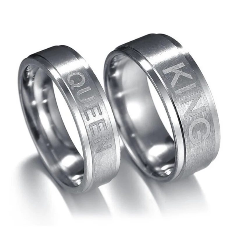 Gaxybb Hot Stainless Steel Rings Lover design from YOUR QUEEN and YOUR KING couple rings for lovers gifts