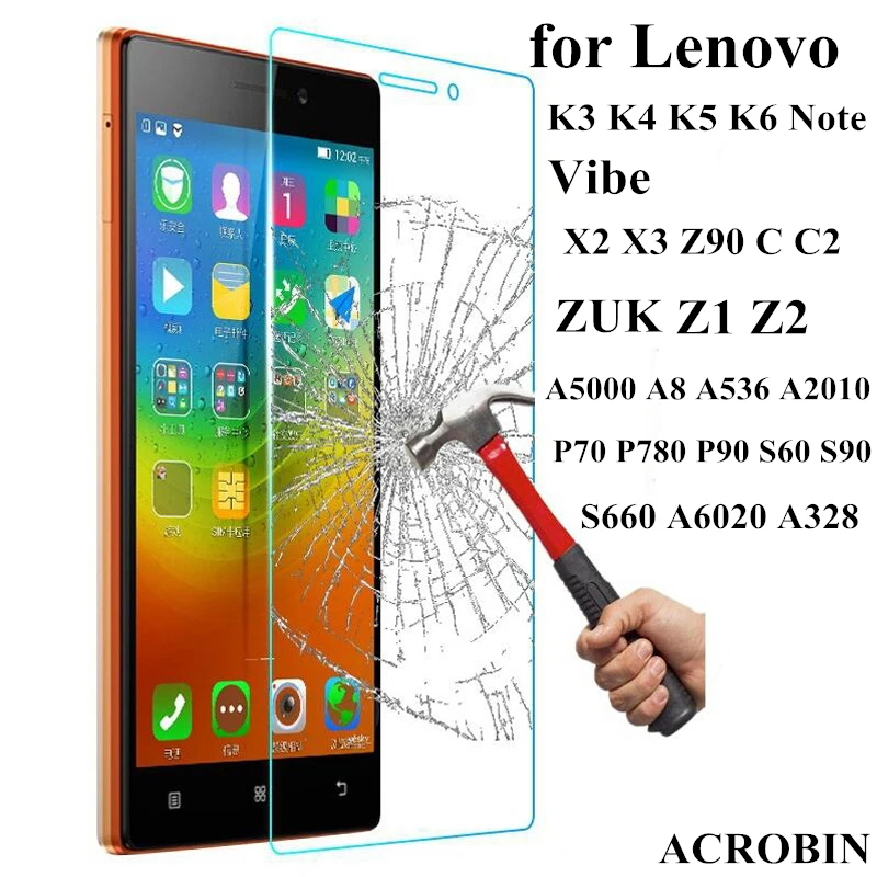 

For Lenovo K3 K4 K5 K6 Note Vibe X2 X3 Z90 C2 ZUK Z1 Z2 A2010 A5000 A2020 A808T Tempered Glass Screen Protector 2.5D Cover Film