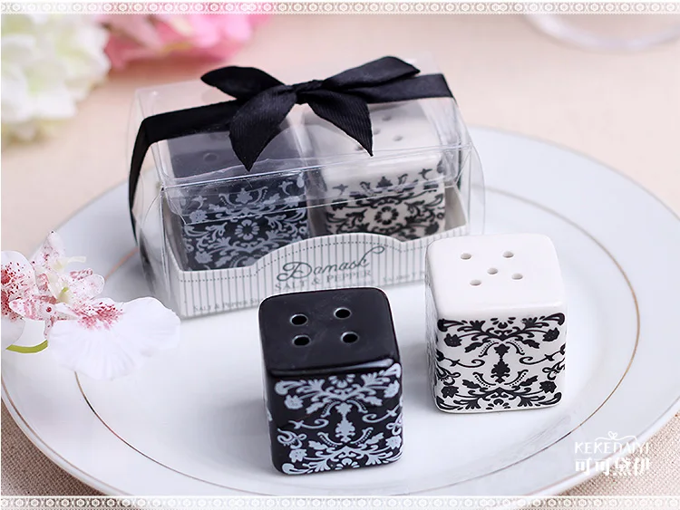Black and White Damask Ceramic Salt and Pepper Shakers 100SET/LOT 2PCS/SET wedding favor party birthday gift  guest gift present