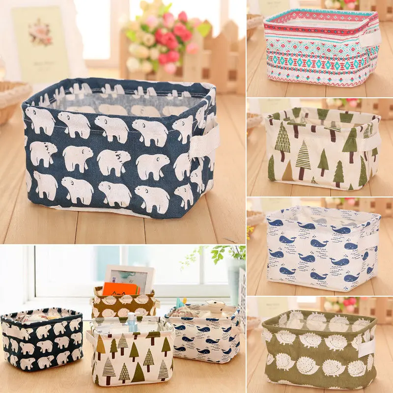 

5 Colors Cute Foldable Storage Closet Toy Box Container Organizer Fabric Basket Office Desk Storage Jewelry Cosmetic Makeup Box