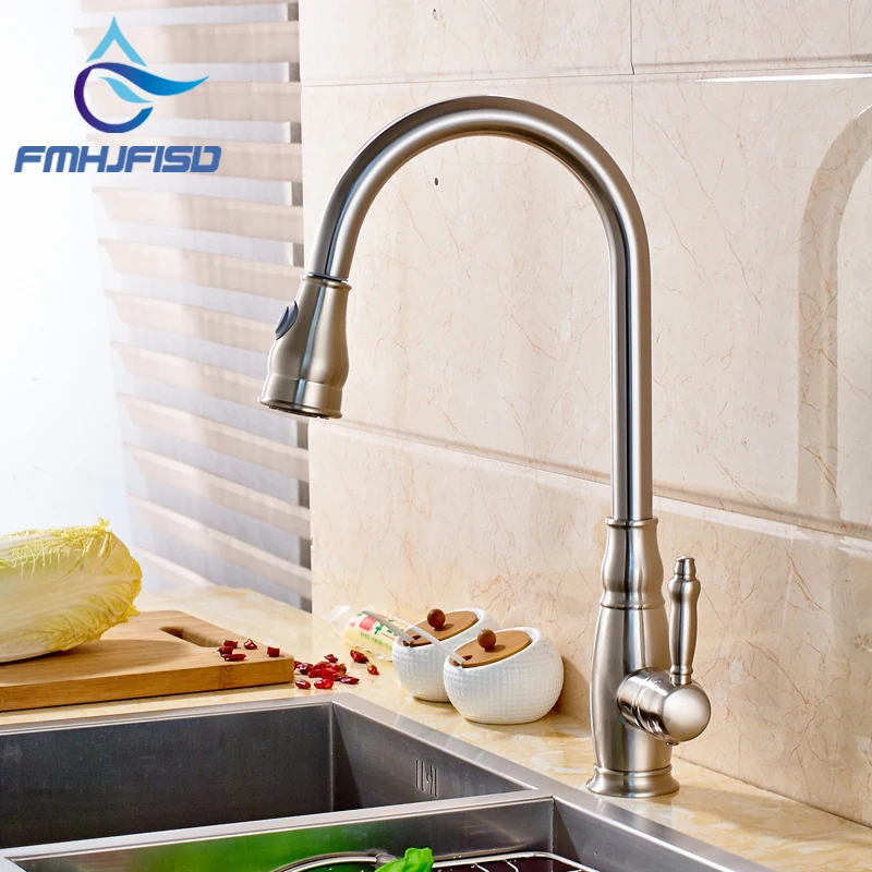 

Wholesale and Retail Kitchen Sink Faucet with Dual Functions Sprayer Brushed Nickel