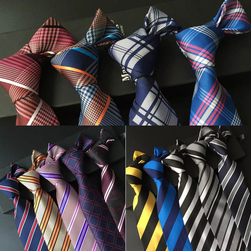 Men Modish Grids Checks font b Tartan b font Stripe Jacquard Tie 8cm Wide Necktie BWTHZ0022