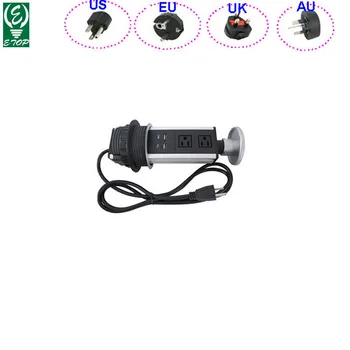 Buy 15pcs/lot 2 Power Outlet 4 USB Pop Up Kitchen Worktop Table Hidden Electric Socket Pulling Hidden Power Strip US/AU/EU/UK