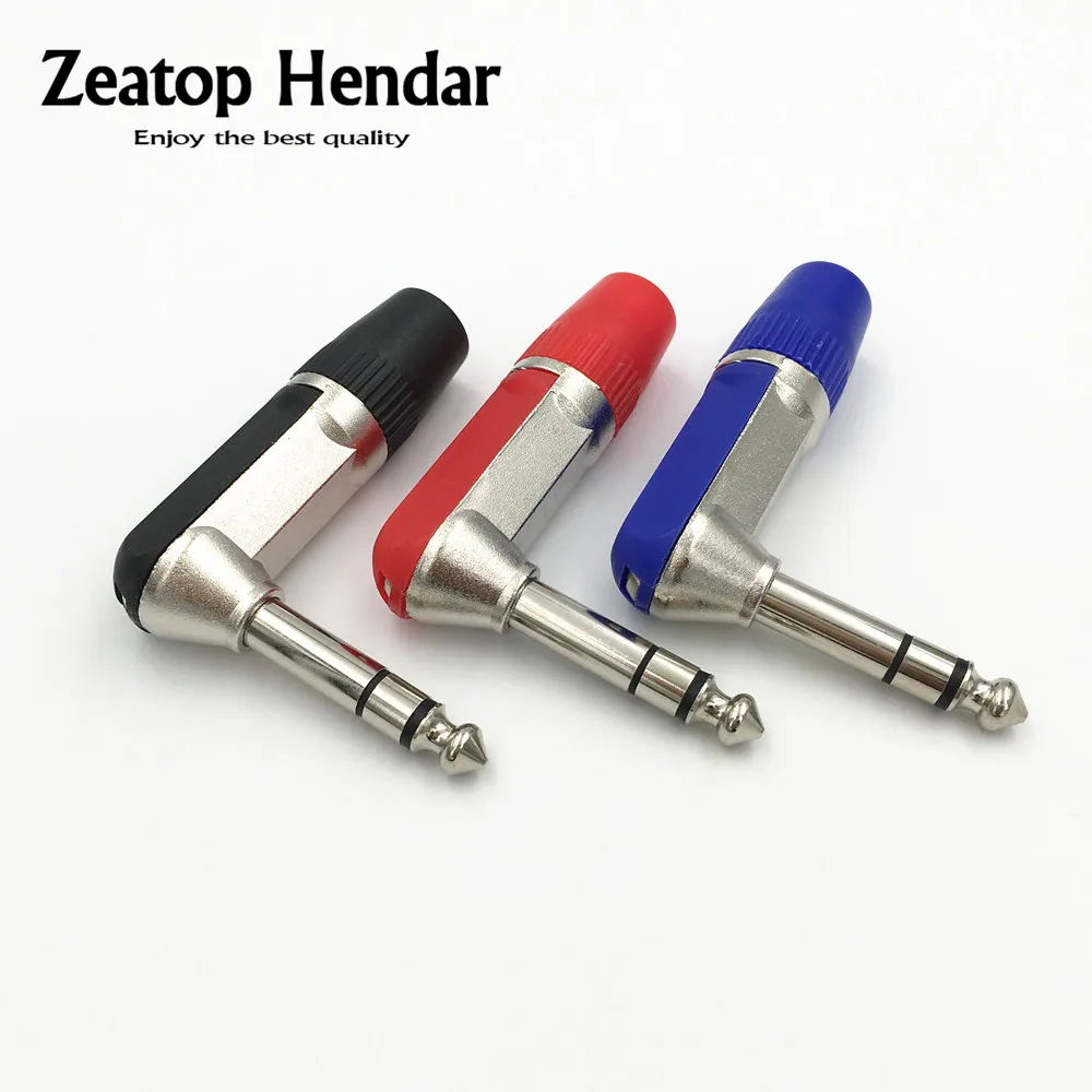 

12Pcs 6.35mm 3Pole Stereo Audio Male Plug 6.35 Right Angle Amplifier Microphone Jack 6.5 mm TRS Plug Welding Connector