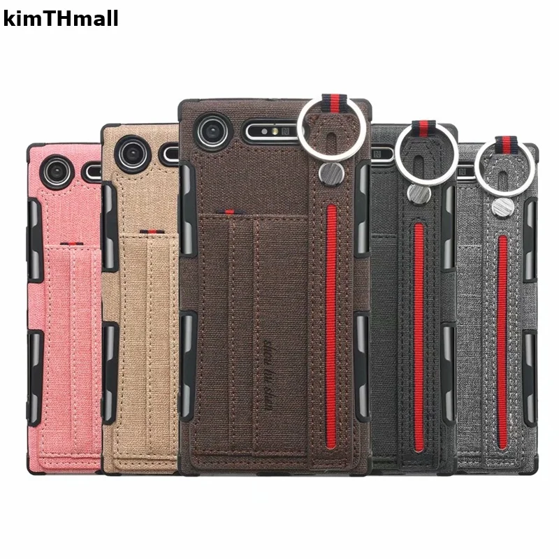 

Case For Sony Xperia XZ1 Cover luxury hand Strap Card slot Shock Proof Soft case For Sony XZ1 Case G8321 G8342 5.2'' kimTHmall