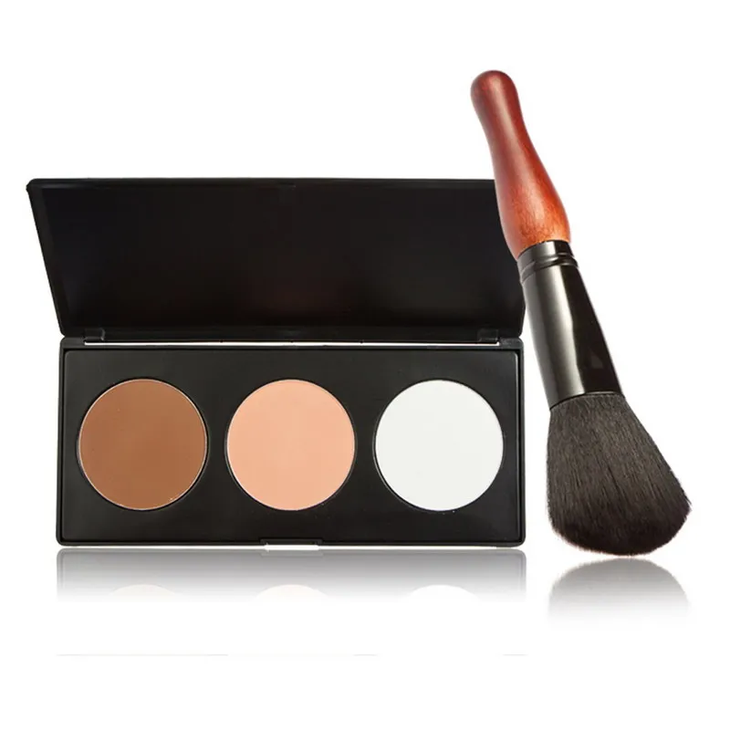 

3 Colors Cosmetic Contour Face Concealer Powder Makeup Palette Gourd Makeup Brush GUB#