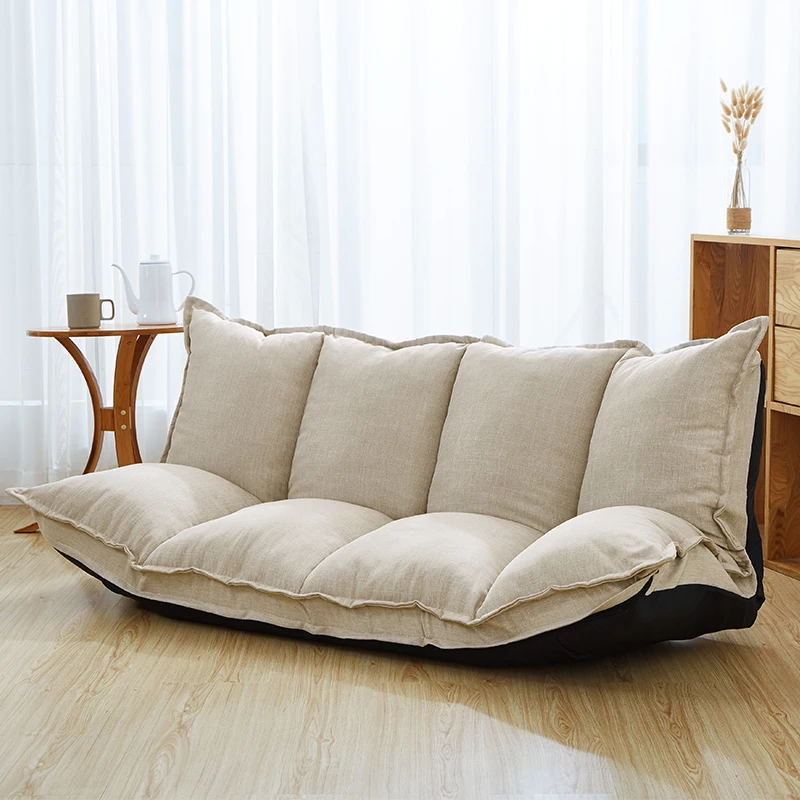 Linen Fabric Upholstery Adjustable Floor Sofa Bed Lounge Sofa Bed Floor Lazy Man Couch Living Room Furniture Video GamingSofa