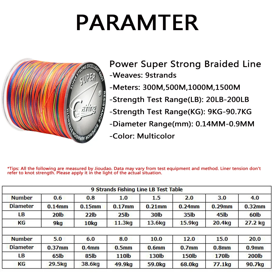 9-strand 300M 20LB Supercast strong braided PE fishing line