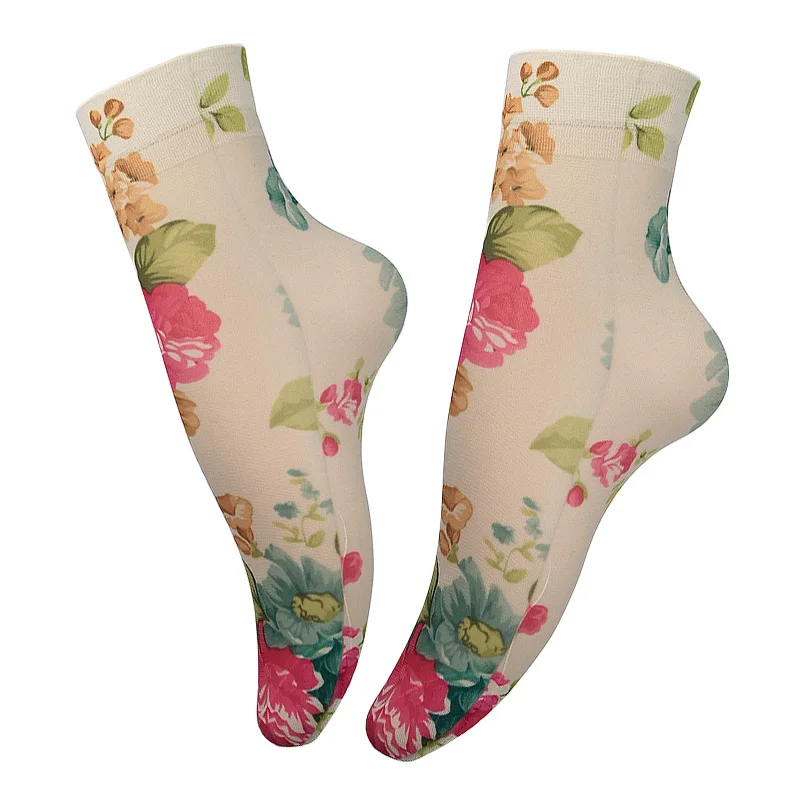 

Printed Mesh Socks For Women Summer 2019 Casual Streetwear Sheer Ankle Socks Elasticity Cute Colorful Flowers Sock Female