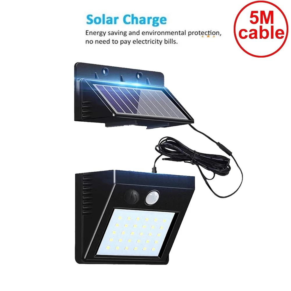 

30 leds solar light detachable panel led strips bulb frost resistant indoor home yard lawn patio lantern security emergency deck