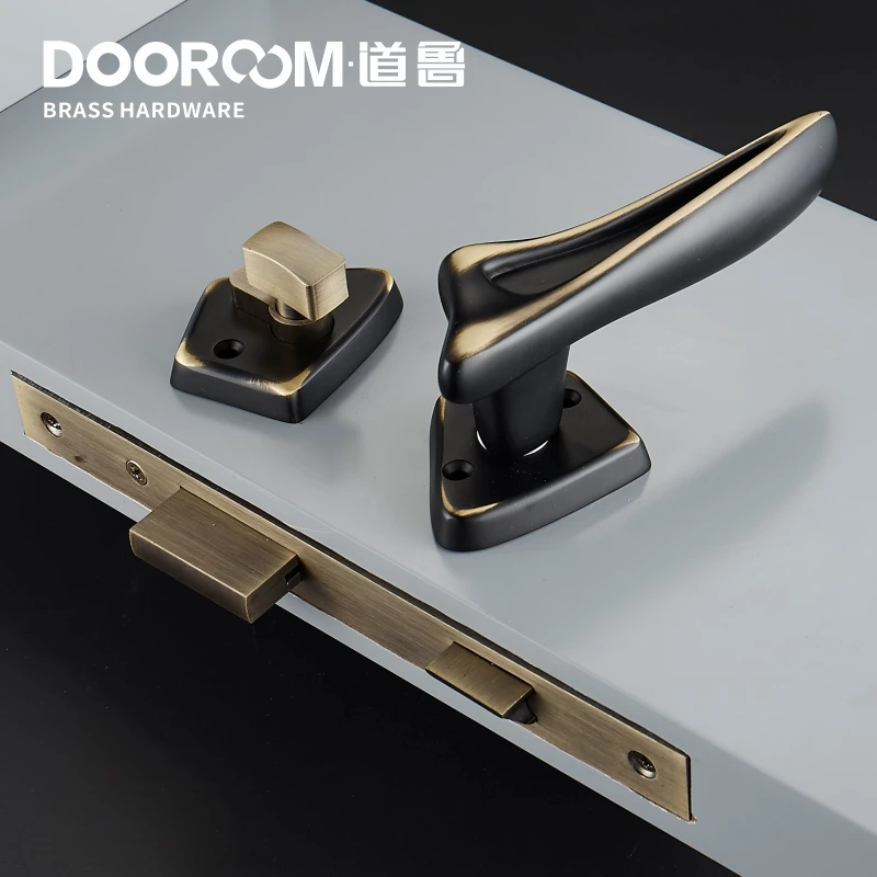  Dooroom Brass Door Lever Silver Chrome Black Modern Interior Room Door Lock Bedroom Unequal Double  - 4000018183232