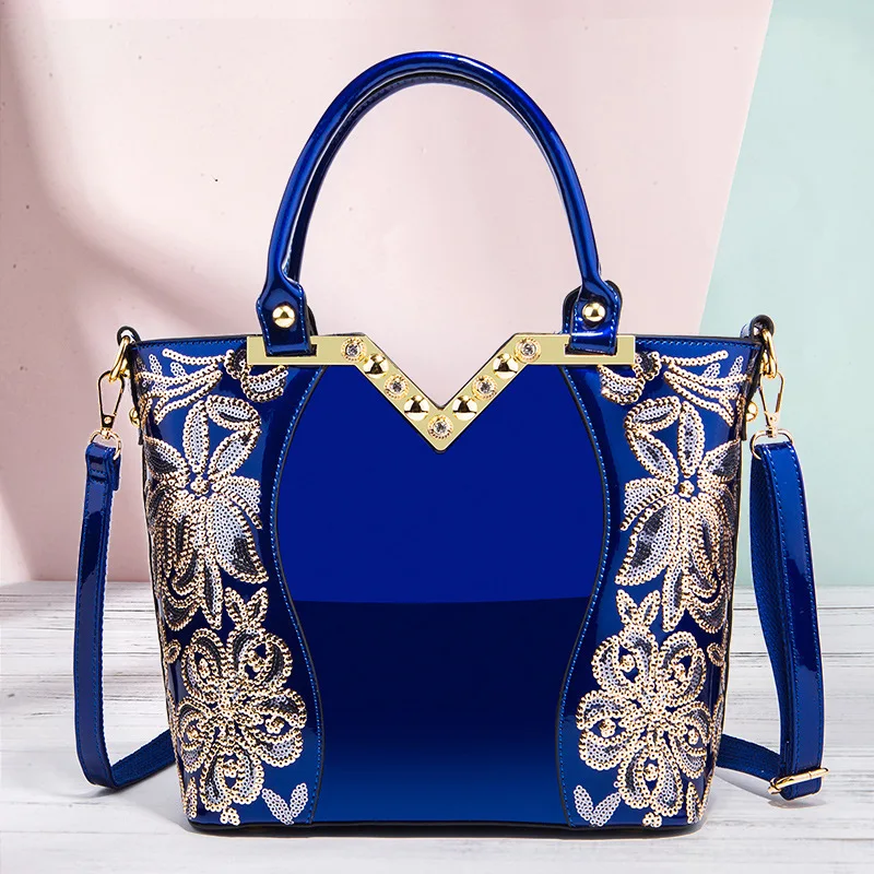 

Patent patent leather shoulder bag ladies evening party bag designer handbag large capacity ladies sequin crossbody bag