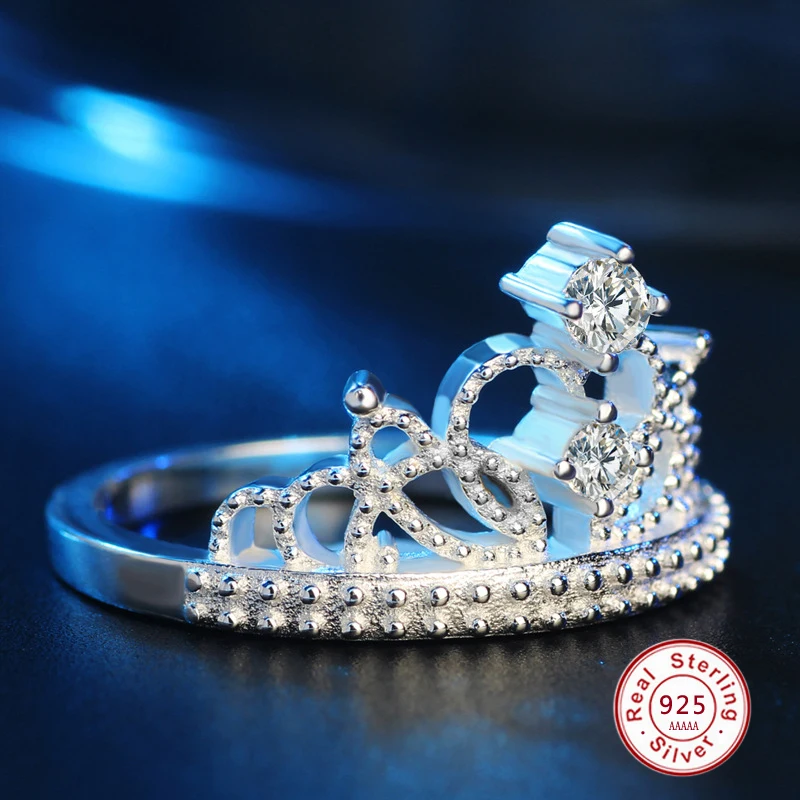 Модное роскошное 925 пробы Серебряное циркониевое кольцо в виде короны, Женское Обручальное кольцо, AAA циркониевое хрустальное кольцо, романтическое ювелирное изделие