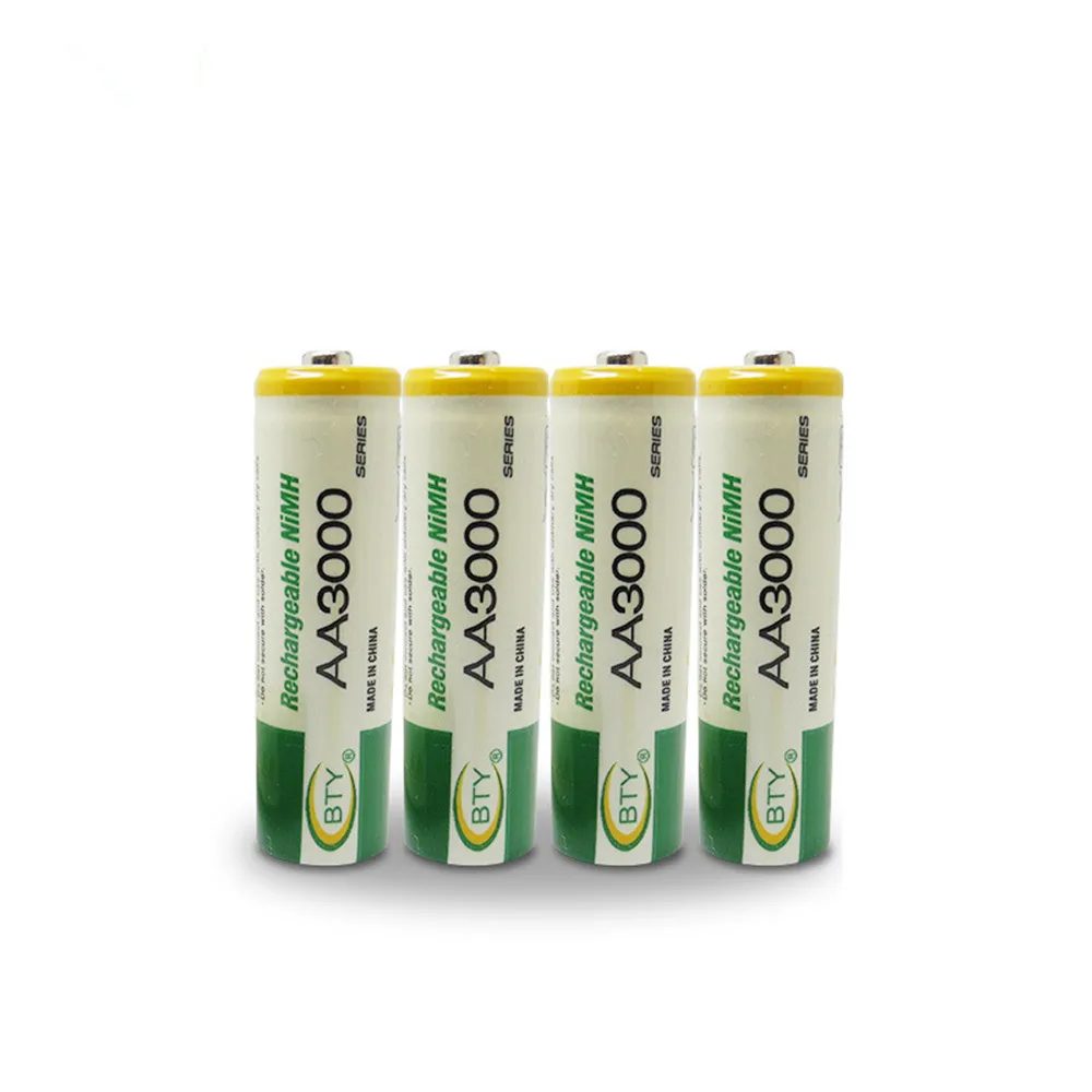 

4pcs/lot 1.2V AA rechargeable battery high power high density 3000mAh AA rechargeable nickel metal hydride battery