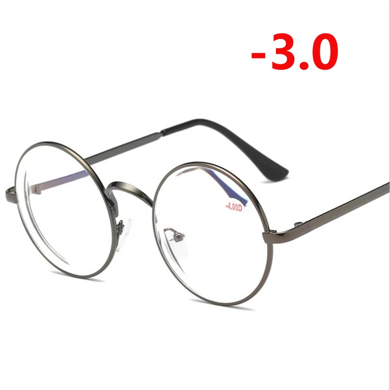 1,0-1,5-2,0-2,5 до-4,0 готовые очки для близорукости для женщин мужчин анти синий Llight короткие очки для коррекции зрения круглые очки для близорукости - Цвет оправы: Myopia 300