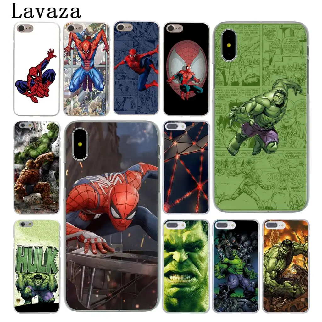 

Lavaza Spider Man Marvel Hulk Hard Case Shell for Apple iPhone 6 6s 7 8 Plus 4 4S 5 5S SE 5C for iPhone XS Max XR Cases