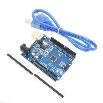 

high quality One set UNO R3 (CH340G) MEGA328P for Arduino UNO R3 + USB CABLE ATMEGA328P-AU Development board