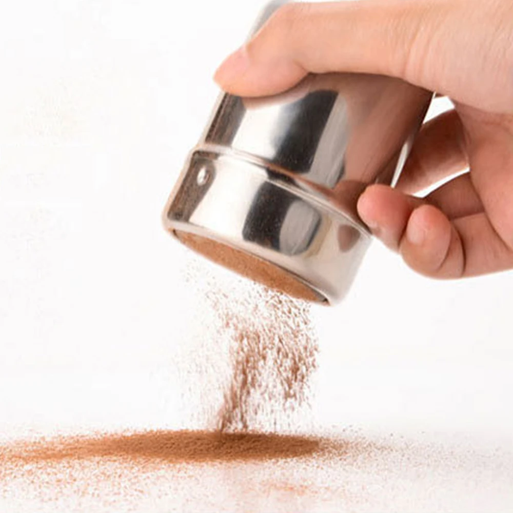 

6.1*8.8cm Stainless Steel BBQ Power Bottle Cocoa Powder Coffee Seasoning Bottle Salt Storage Box Spice Jar For Kitchen Home