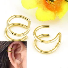 Clip-on Earrings No Pierced Non-piercing Earcuff Ear Clip Earrings Without Piercing Gold Silver Black