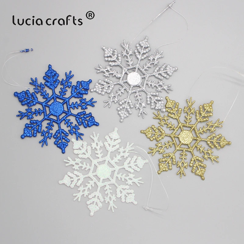 Lucia Crafts 2шт/8 шт пластиковые снежинки Рождественская елка кулон Рождественский орнамент DIY художественные вечерние украшения для дома и нового года H0215