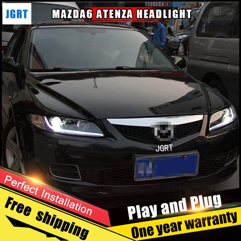 

2PCS Car Style LED headlights for Mazda 6 2003-2013 for Mazda 6 head lamp LED DRL Lens Double Beam H7 HID Xenon bi xenon lens