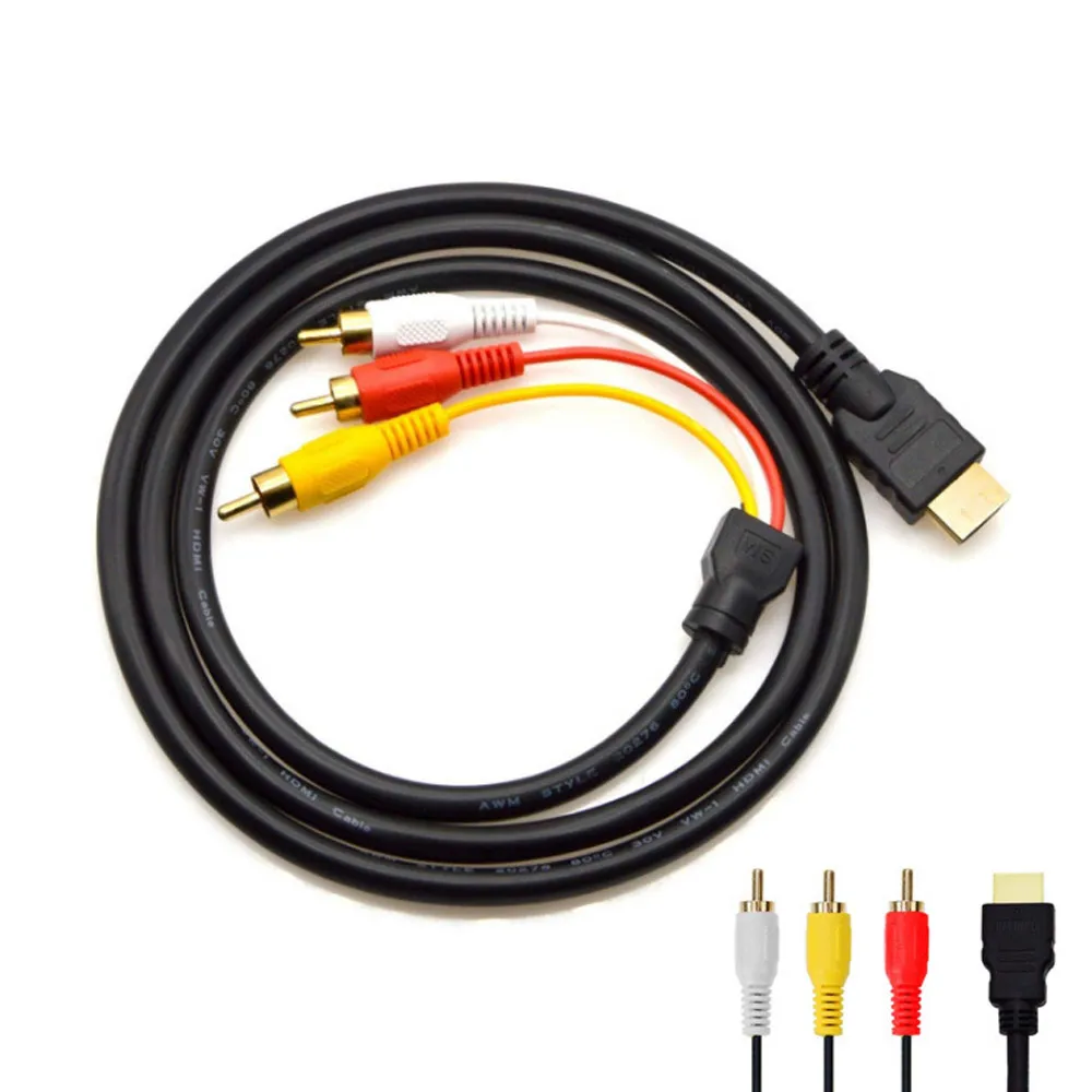 New 1080P HDTV Convert HDMI Male To 3 RCA Audio Video AV Cable Adapter for PS4 Xbox TV PC Box Hdmi Av Converter Connector |
