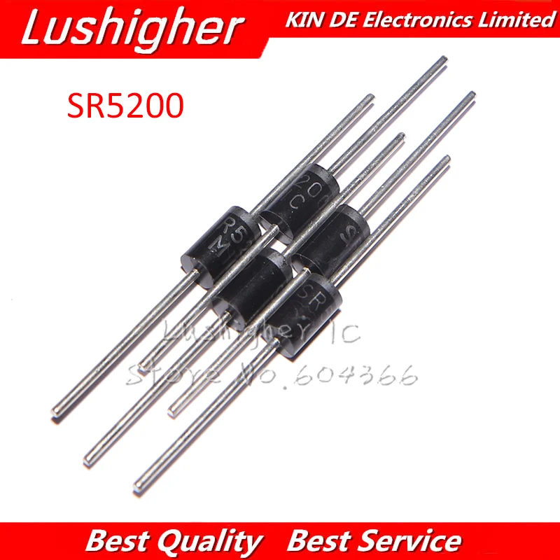 

10PCS SR5200 SB5200 Schottky Barrier Rectifier Diode 5A 200V DO-201AD DO-27 free shipping