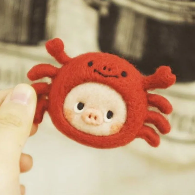 

2019 Fashion Women DIY Cute Crab Baby Toy Doll Wool Felt Poked Kitting Non-Finished Handcarft Wool Felting Material For Her