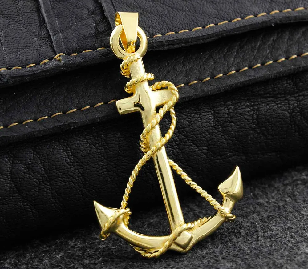 charm men Retro Anchor The glittering Gold Stainless Steel Pendant Fine