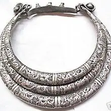 Jew3107 превосходное 3 ряд тибетского хмонга серебряное ожерелье