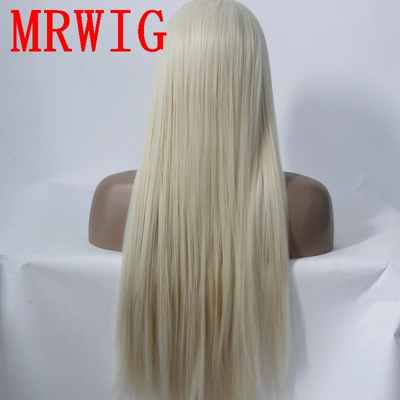 MRWIG long straight26in #613 middle part synthetic heat resistant fiber transparent lace synthetic fiber front lace wig