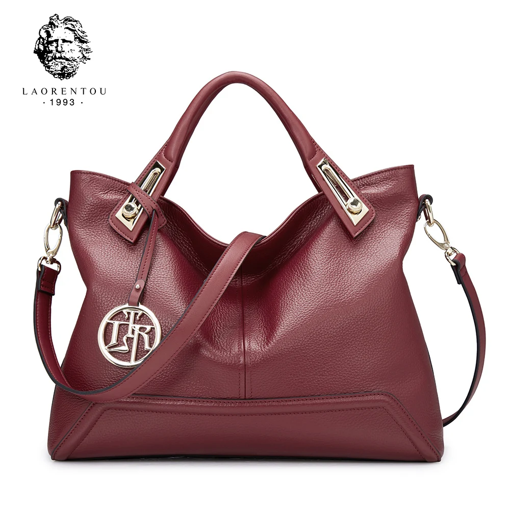

Laorentou Brand Female Natural Leather Occident Style Totes Women Soft Messenger Bags Lady Luxury Large Capacity Shoulder Bags