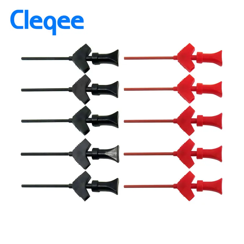 Cleqee P5003 10 шт. мини захват SMD IC Тест Крюк Клип Датчик перемычки Логический анализатор тест ing аксессуары красный/черный