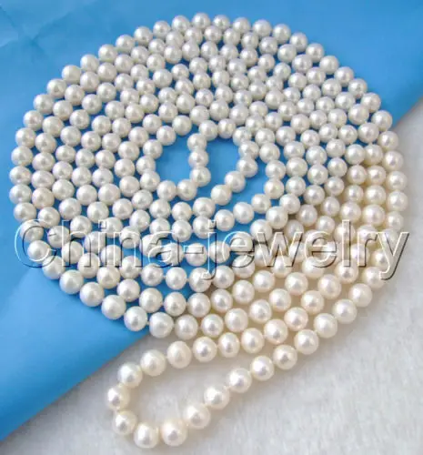 

Beautiful AAA 100" 10mm natural white round freshwater pearl necklace