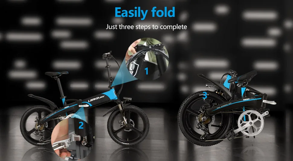 Sale Lankeleisi G660 Electric Bike Folding Bicycle City Ebike 7 Speeds 48V 10AH Battery Road Bike(black blue) 12 Sale Lankeleisi G660 Electric Bike Folding Bicycle City Ebike 7 Speeds 48V 10AH Battery Road Bike(black blue) 12