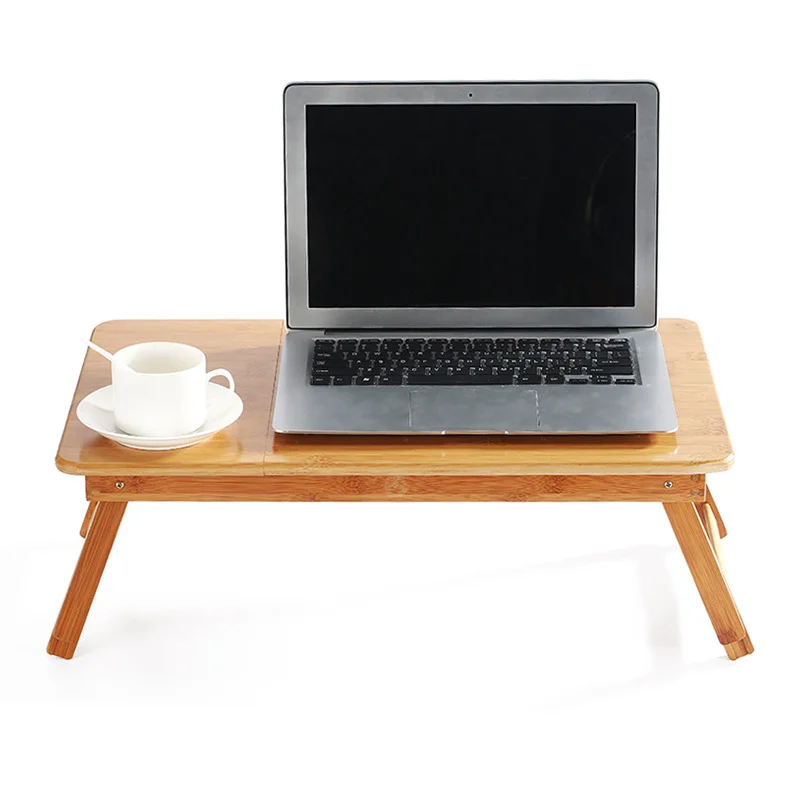 Эргономичный регулируемый стол для ноутбука, чистый желтый Бамбуковый стол, складной поднос для завтрака, уютная кровать, США, Россия