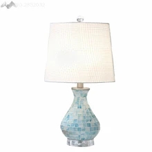 Пасторальный стиль, креативные элегантные настольные лампы, мозаика, голубое стекло, спальня, декоративные светильники, кабинет, гостиная, милое освещение, сто