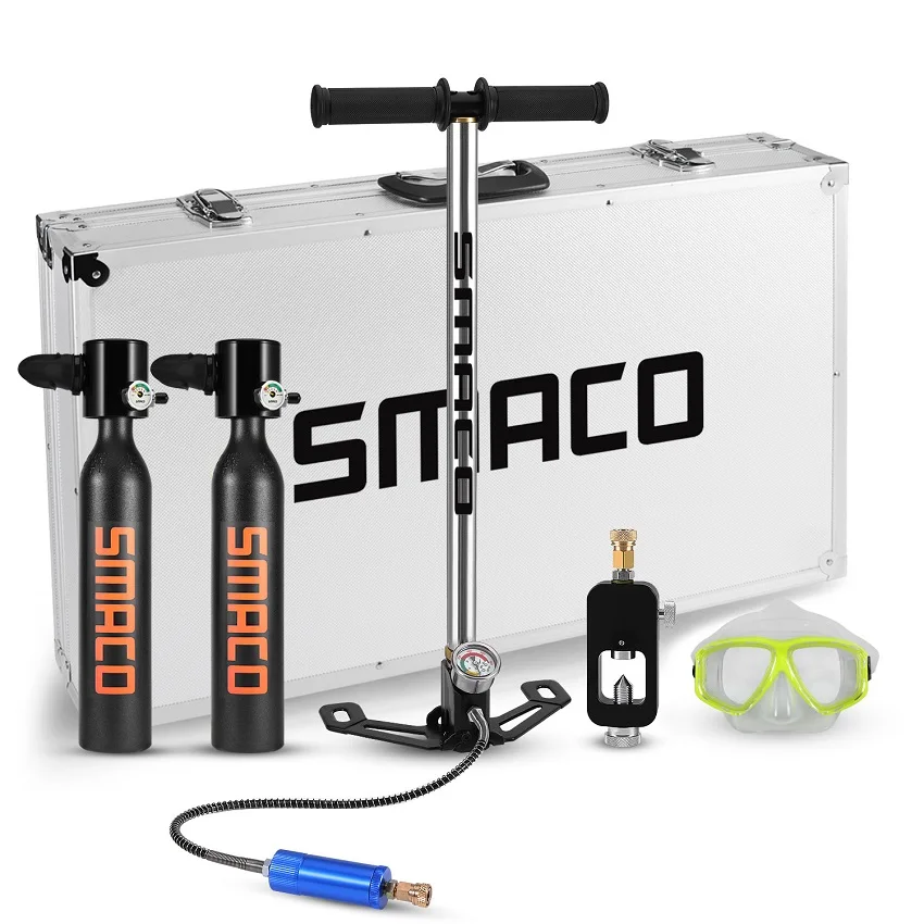 SMACO два кислородных цилиндра наборы мини дайвинг оборудование Танк полная свобода дыхание под водой для 5 до 10 минут - Цвет: mini scuba black